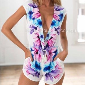 Xenia Women’s V-Neck Floral Romper With Adjustable Waist